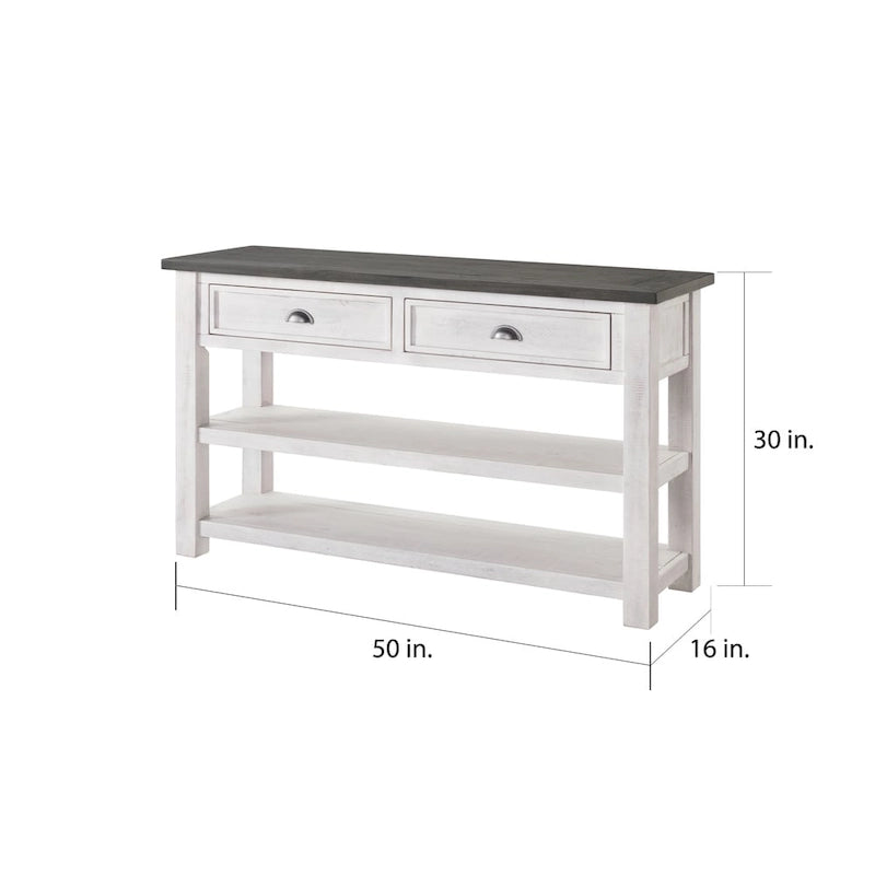 Table d'appoint de canapé à deux tiroirs en bois massif