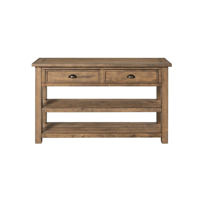 Table d'appoint de canapé à deux tiroirs en bois massif