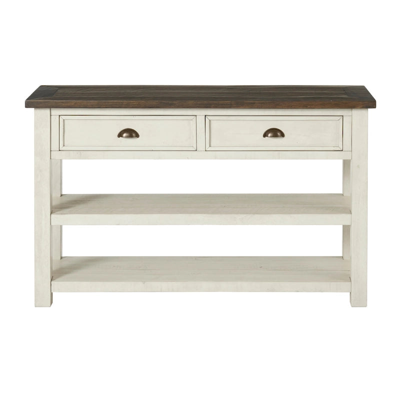 Table d'appoint de canapé à deux tiroirs en bois massif