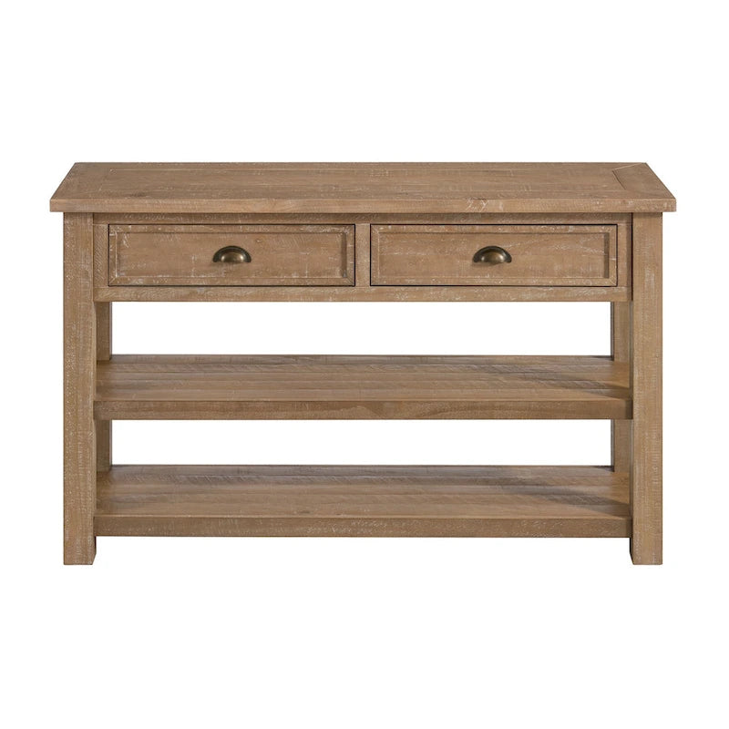 Table d'appoint de canapé à deux tiroirs en bois massif
