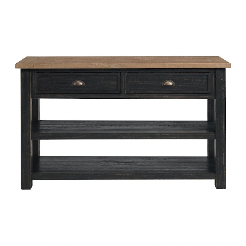 Table d'appoint de canapé à deux tiroirs en bois massif