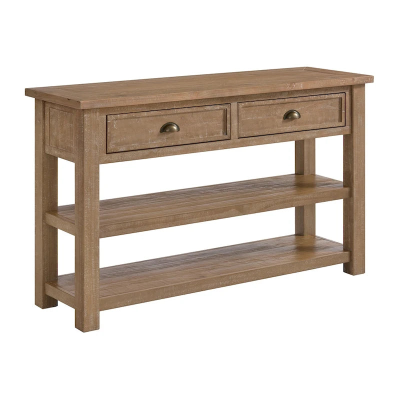 Table d'appoint de canapé à deux tiroirs en bois massif