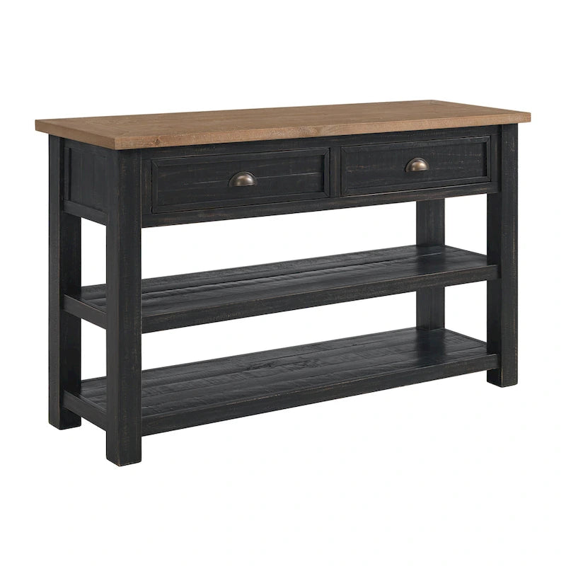 Table d'appoint de canapé à deux tiroirs en bois massif