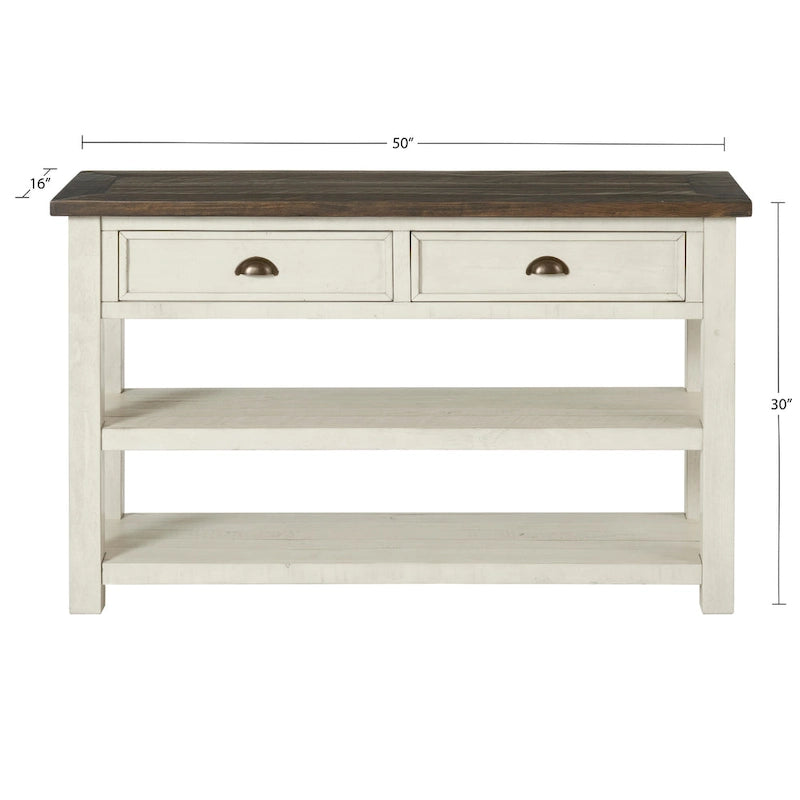 Table d'appoint de canapé à deux tiroirs en bois massif