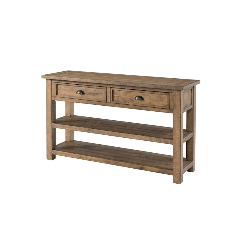 Table d'appoint de canapé à deux tiroirs en bois massif