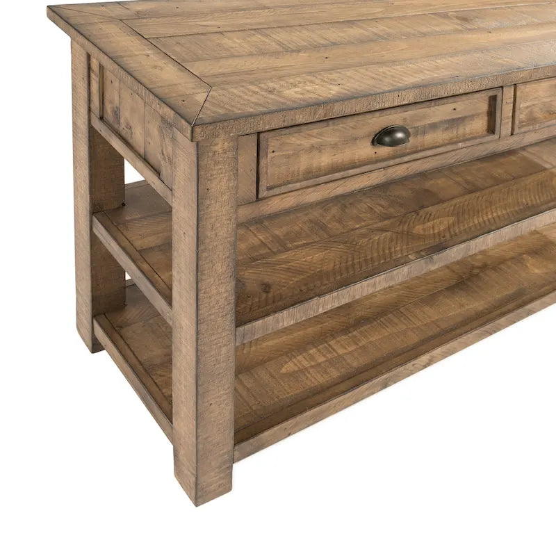 Table d'appoint de canapé à deux tiroirs en bois massif