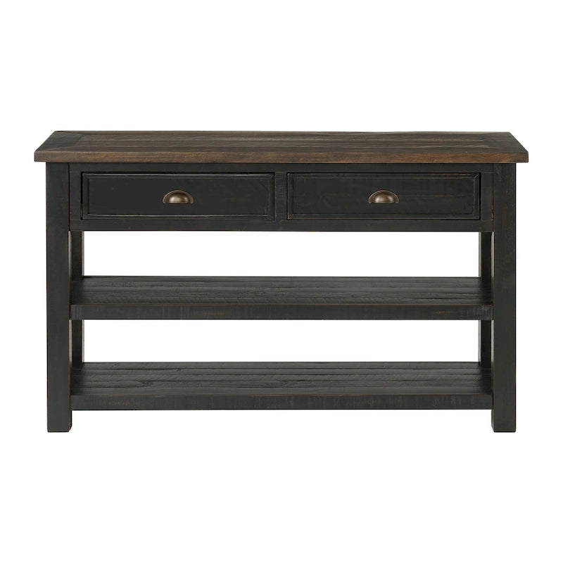 Table d'appoint de canapé à deux tiroirs en bois massif