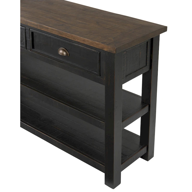 Table d'appoint de canapé à deux tiroirs en bois massif