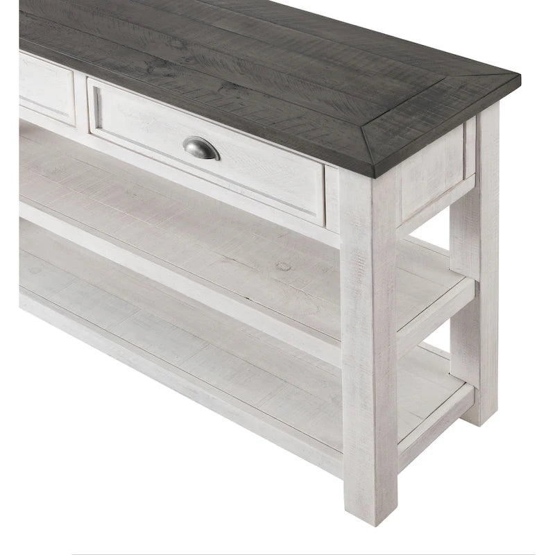 Table d'appoint de canapé à deux tiroirs en bois massif