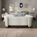Banc de rangement moderne en peluche, adapté aux chambres et aux entrées.