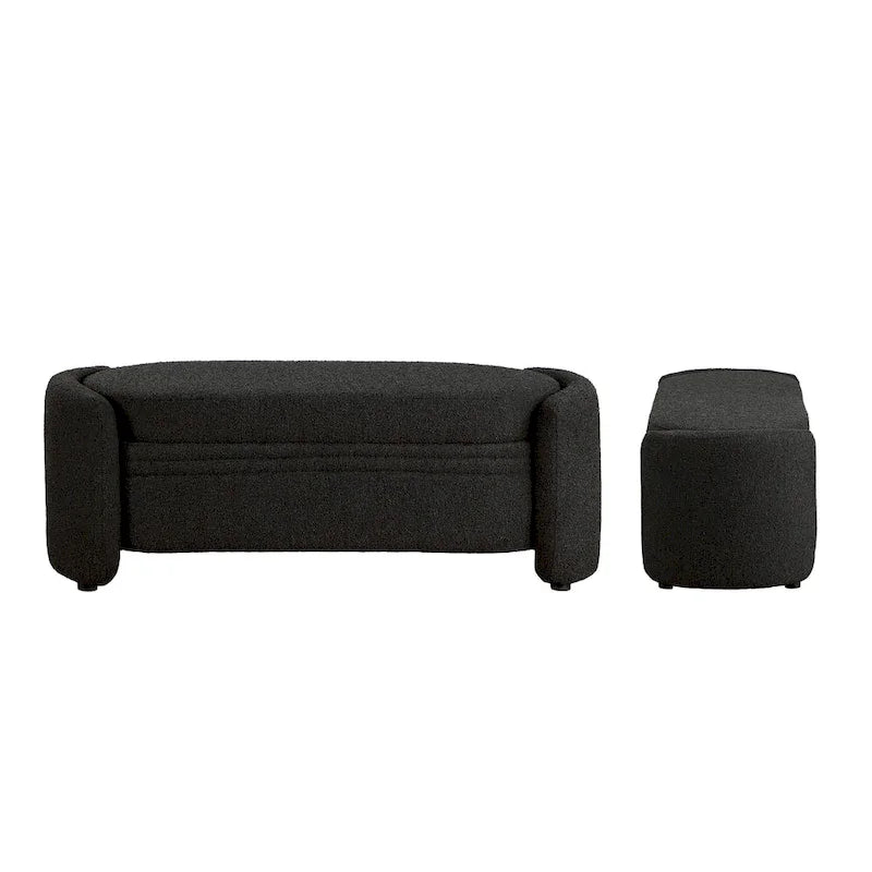 Banc de rangement moderne en peluche, adapté aux chambres et aux entrées.