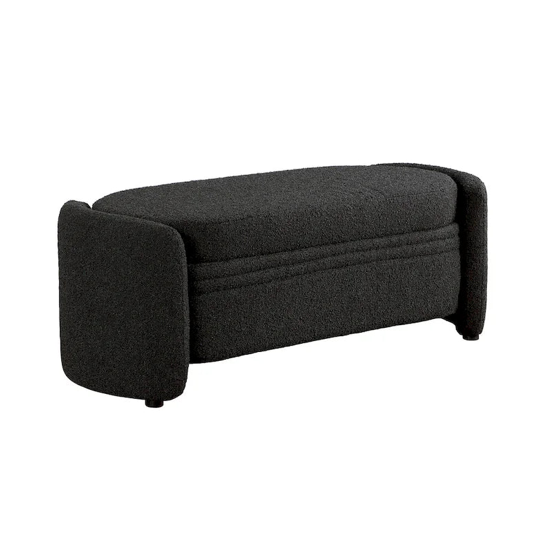 Banc de rangement moderne en peluche, adapté aux chambres et aux entrées.