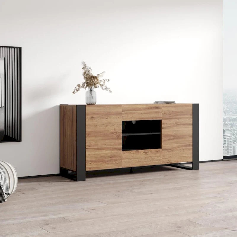 Buffet bahut moderne en bois de 64,5 pouces
