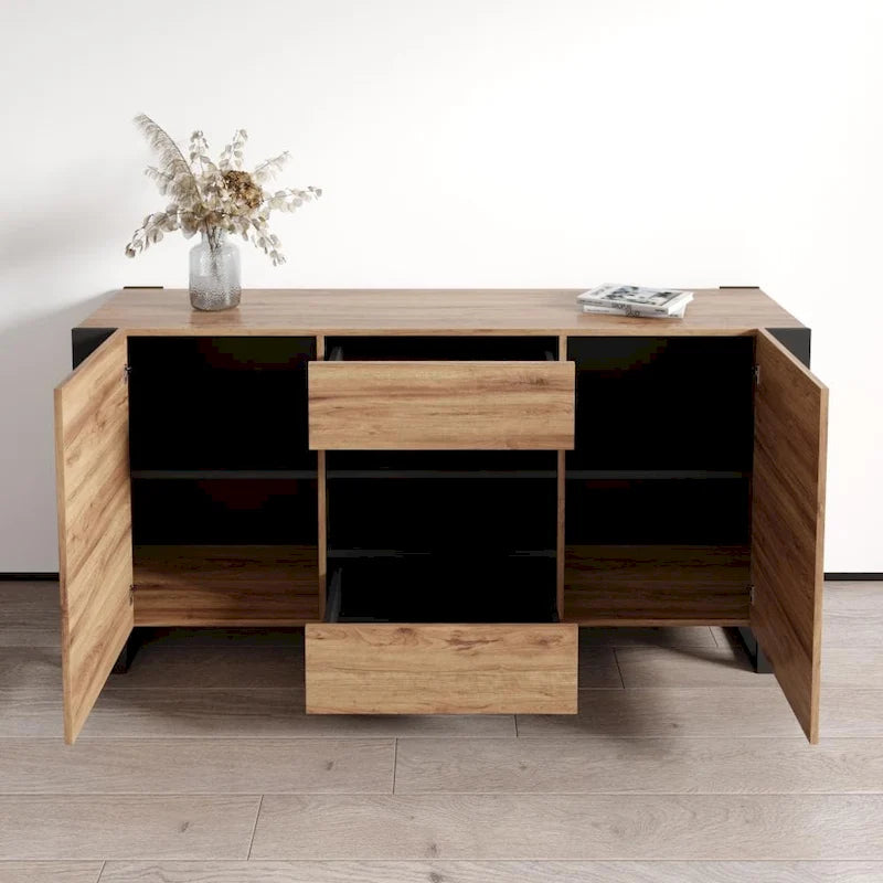 Buffet bahut moderne en bois de 64,5 pouces