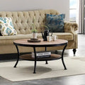 Table basse ronde industrielle en métal avec étagère pour salon, bureau et chambre à coucher