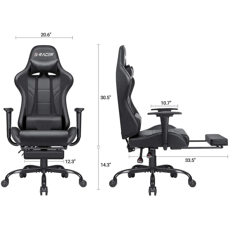 Chaise de jeu avec repose-pieds - Chaise de bureau ergonomique