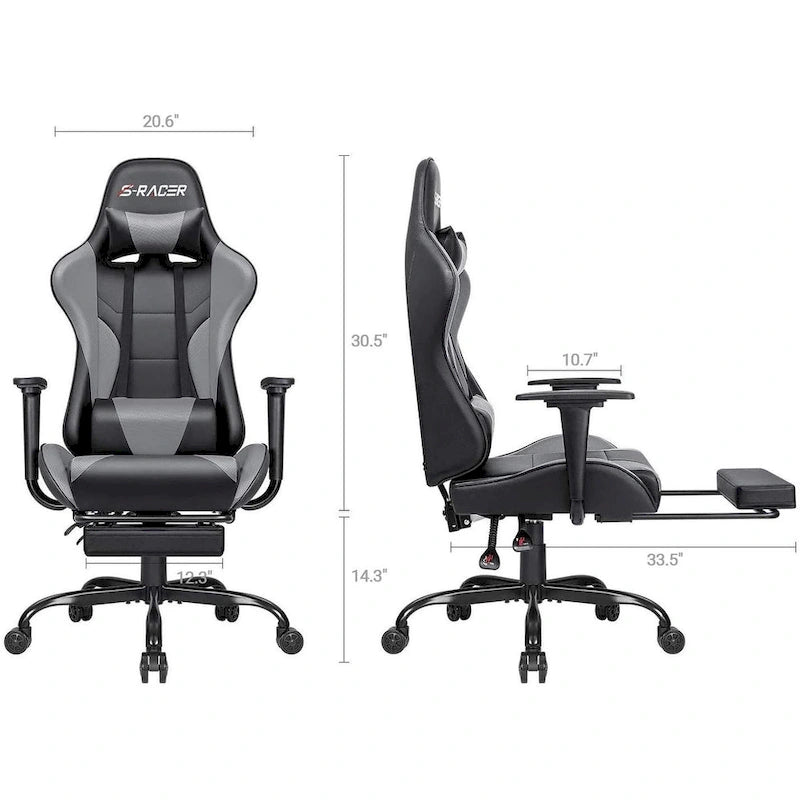 Chaise de jeu avec repose-pieds - Chaise de bureau ergonomique