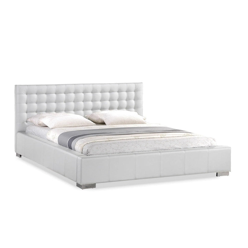 Grand lit plateforme blanc de style moderne