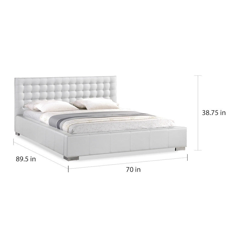 Grand lit plateforme blanc de style moderne