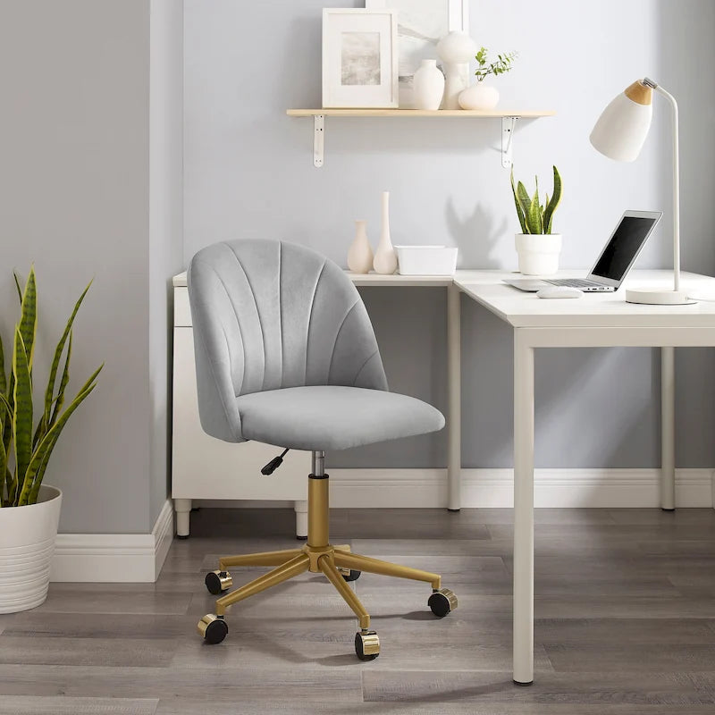 Chaise de bureau pivotante incurvée en velours