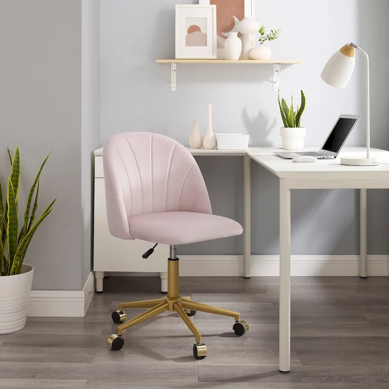 Chaise de bureau pivotante incurvée en velours