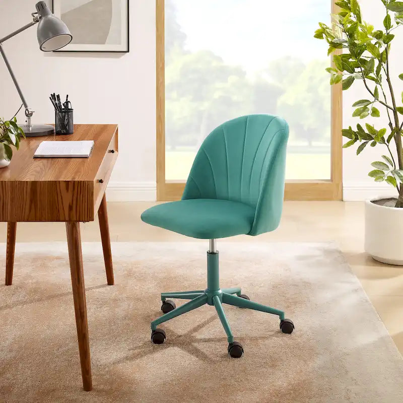 Chaise de bureau pivotante incurvée en velours