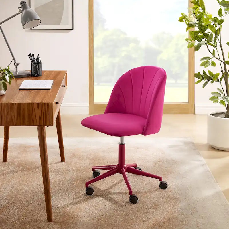 Chaise de bureau pivotante incurvée en velours