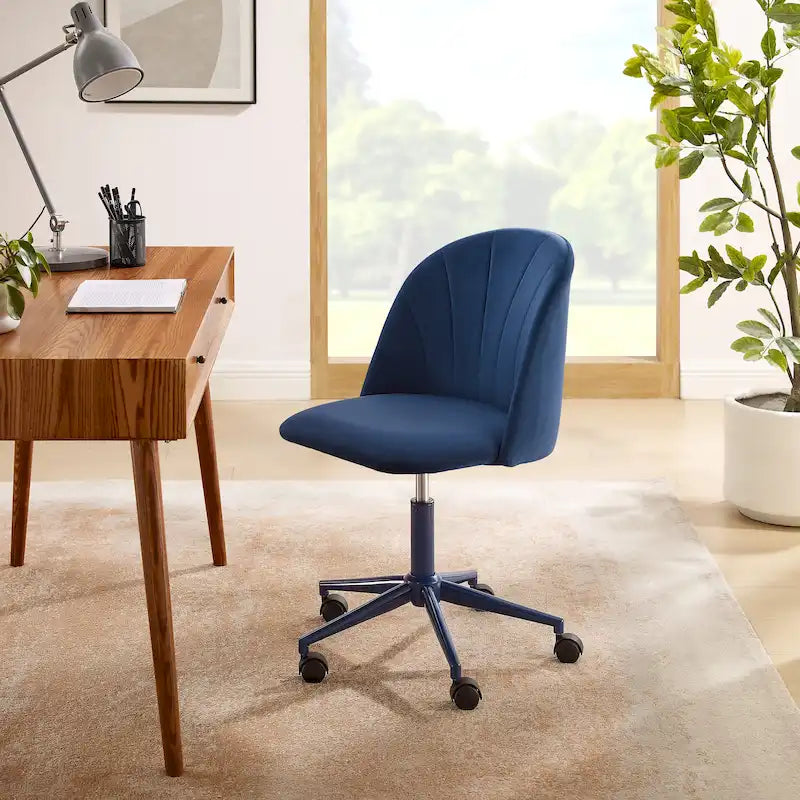 Chaise de bureau pivotante incurvée en velours
