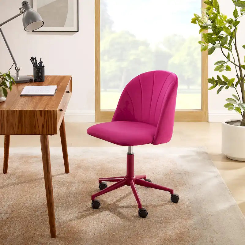 Chaise de bureau pivotante incurvée en velours