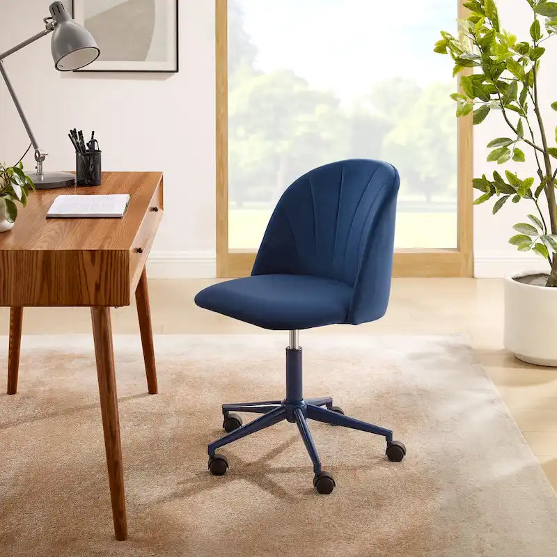 Chaise de bureau pivotante incurvée en velours