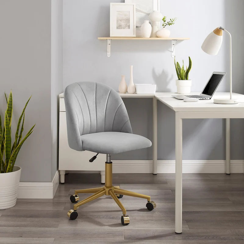 Chaise de bureau pivotante incurvée en velours