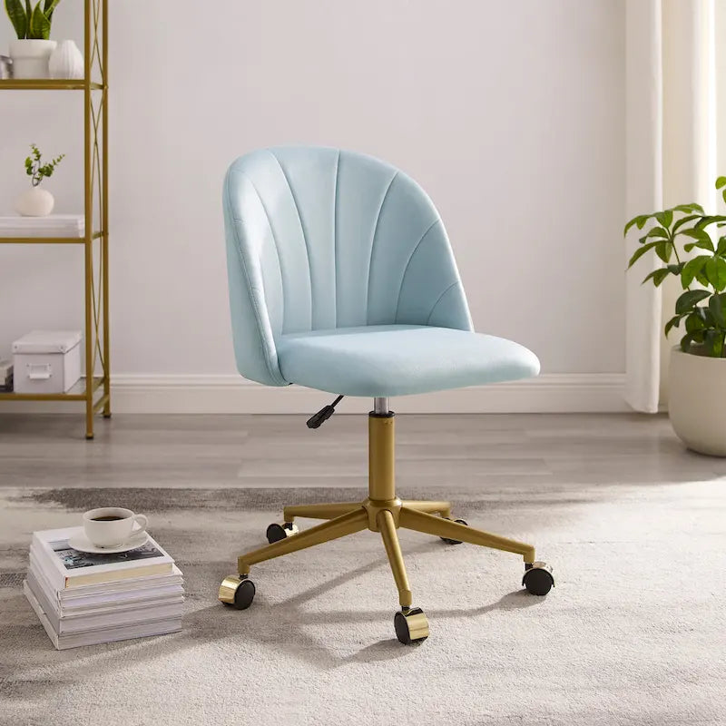 Chaise de bureau pivotante incurvée en velours