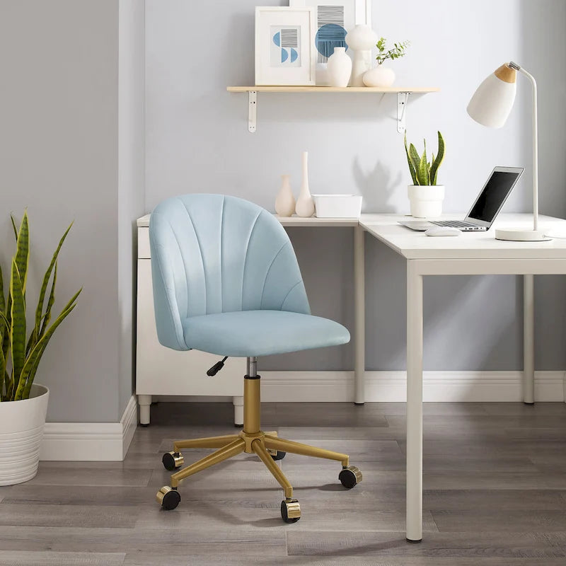 Chaise de bureau pivotante incurvée en velours