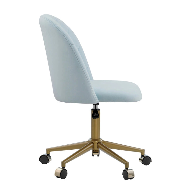 Chaise de bureau pivotante incurvée en velours