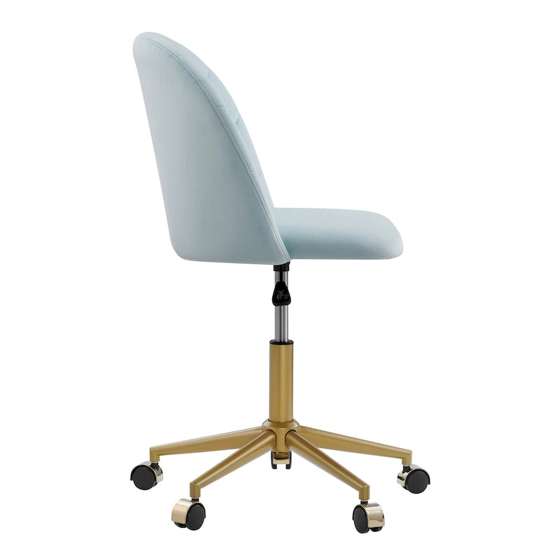 Chaise de bureau pivotante incurvée en velours