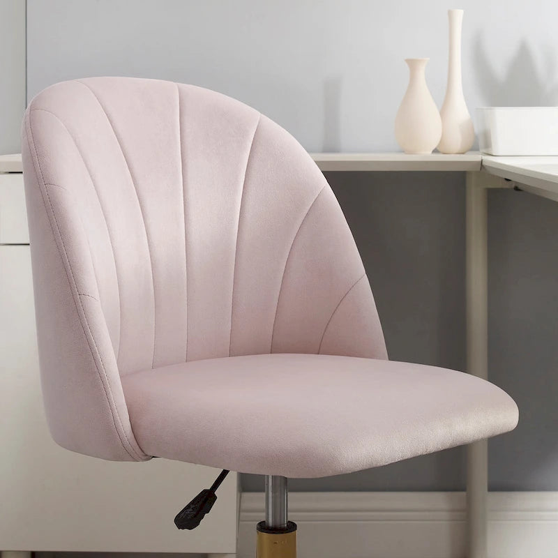 Chaise de bureau pivotante incurvée en velours