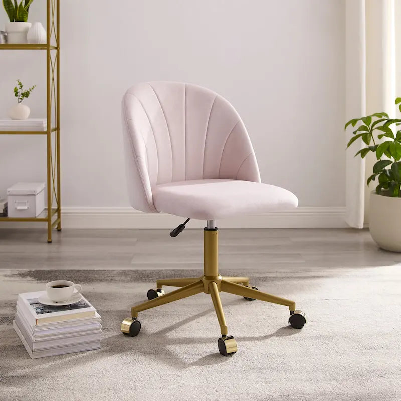 Chaise de bureau pivotante incurvée en velours