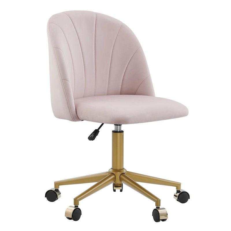 Chaise de bureau pivotante incurvée en velours