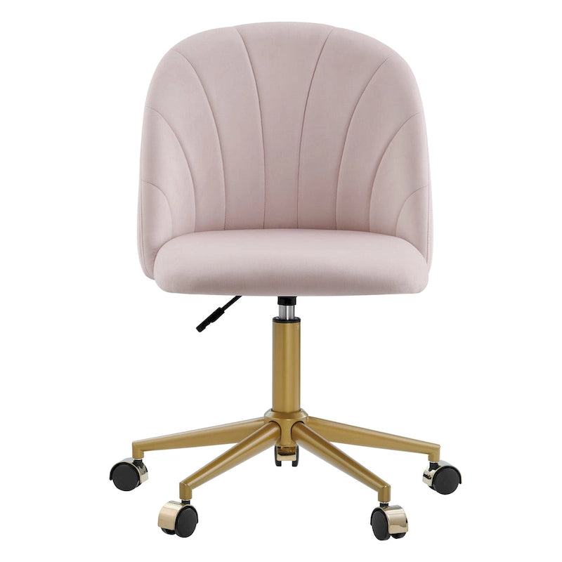 Chaise de bureau pivotante incurvée en velours