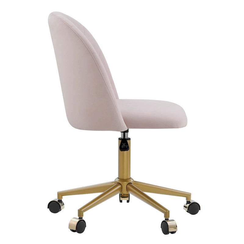 Chaise de bureau pivotante incurvée en velours