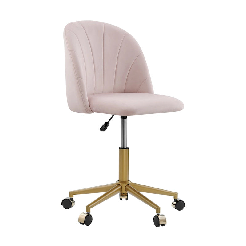 Chaise de bureau pivotante incurvée en velours