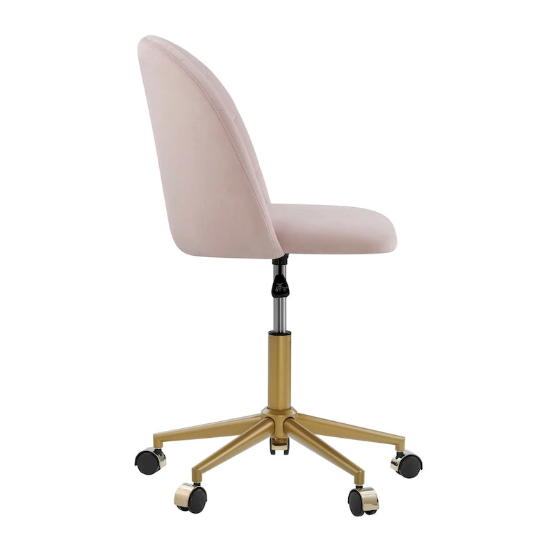 Chaise de bureau pivotante incurvée en velours