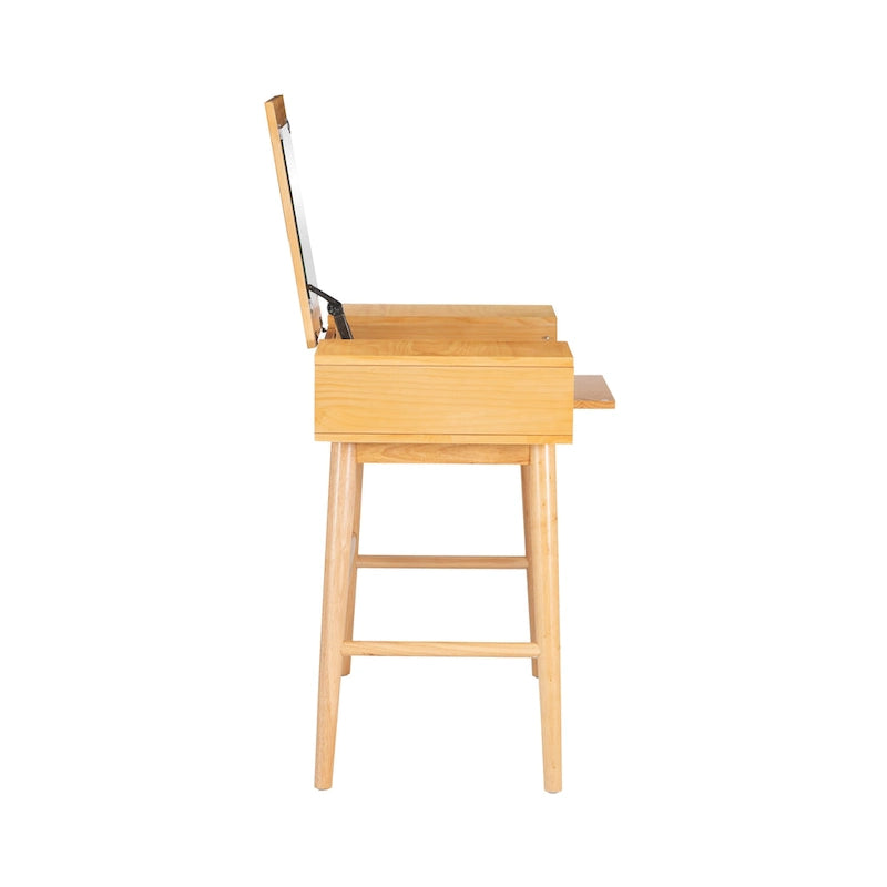Meuble-lavabo en bois naturel à 2 tiroirs en rotin