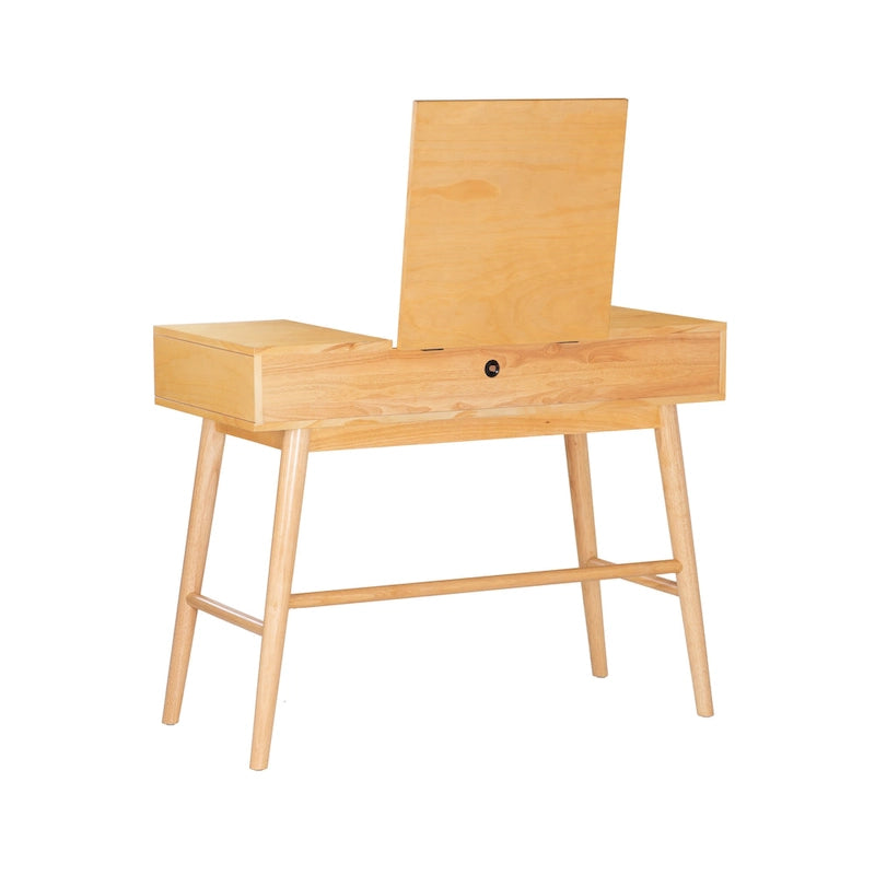 Meuble-lavabo en bois naturel à 2 tiroirs en rotin