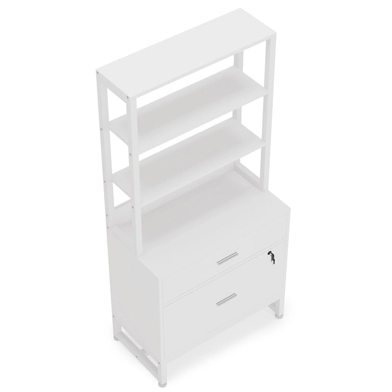 Meuble de rangement haut à 4 niveaux marron/noir avec serrure, étagères multifonctionnelles pour collection, bibliothèques de classement