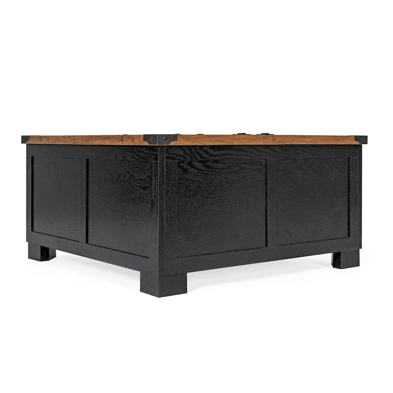 Table basse de style ferme moderne avec rangement intérieur dissimulé