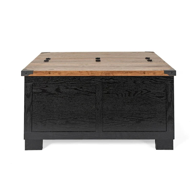 Table basse de style ferme moderne avec rangement intérieur dissimulé