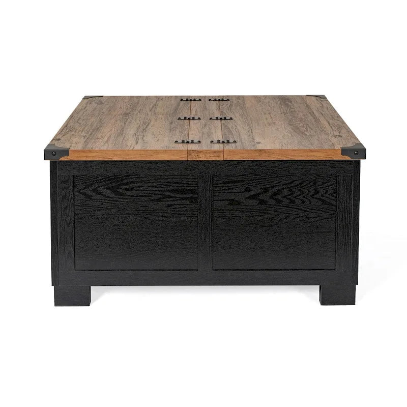 Table basse de style ferme moderne avec rangement intérieur dissimulé