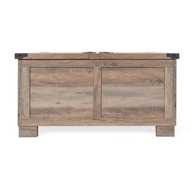 Table basse de style ferme moderne avec rangement intérieur dissimulé