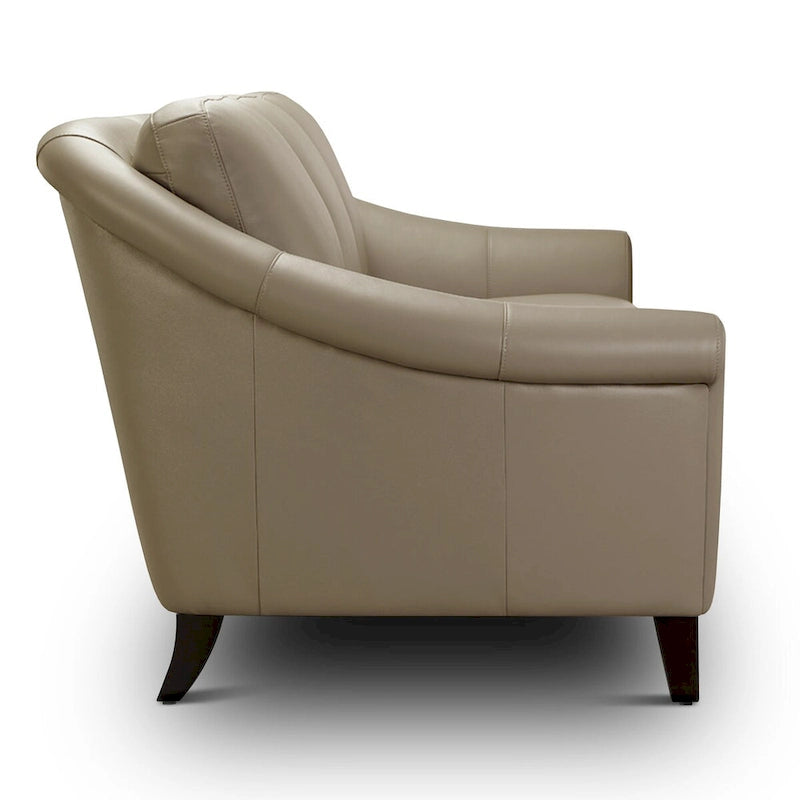 Canapé deux places en cuir véritable, style milieu de siècle